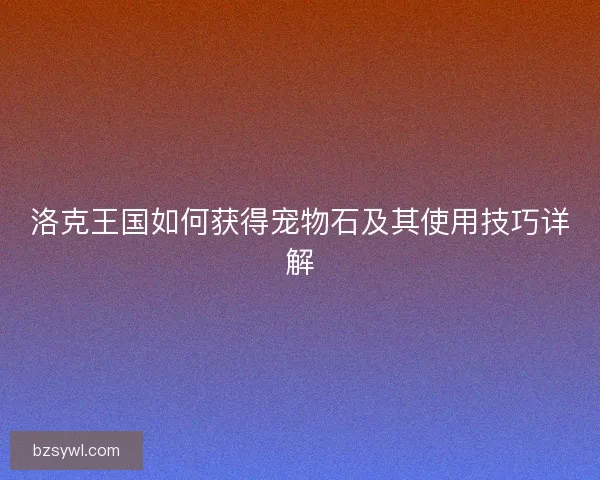 洛克王国如何获得宠物石及其使用技巧详解